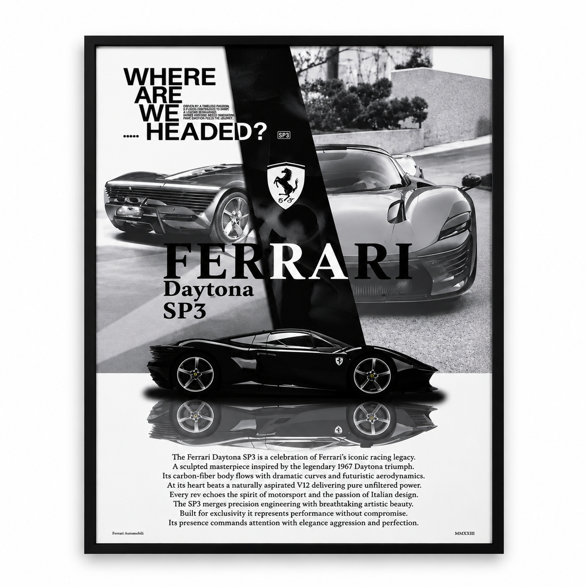Quadro Ferrari Daytona SP3 con Cornice Nera