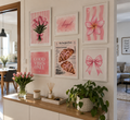 Set 6 quadri decorativi pink con cornici bianche